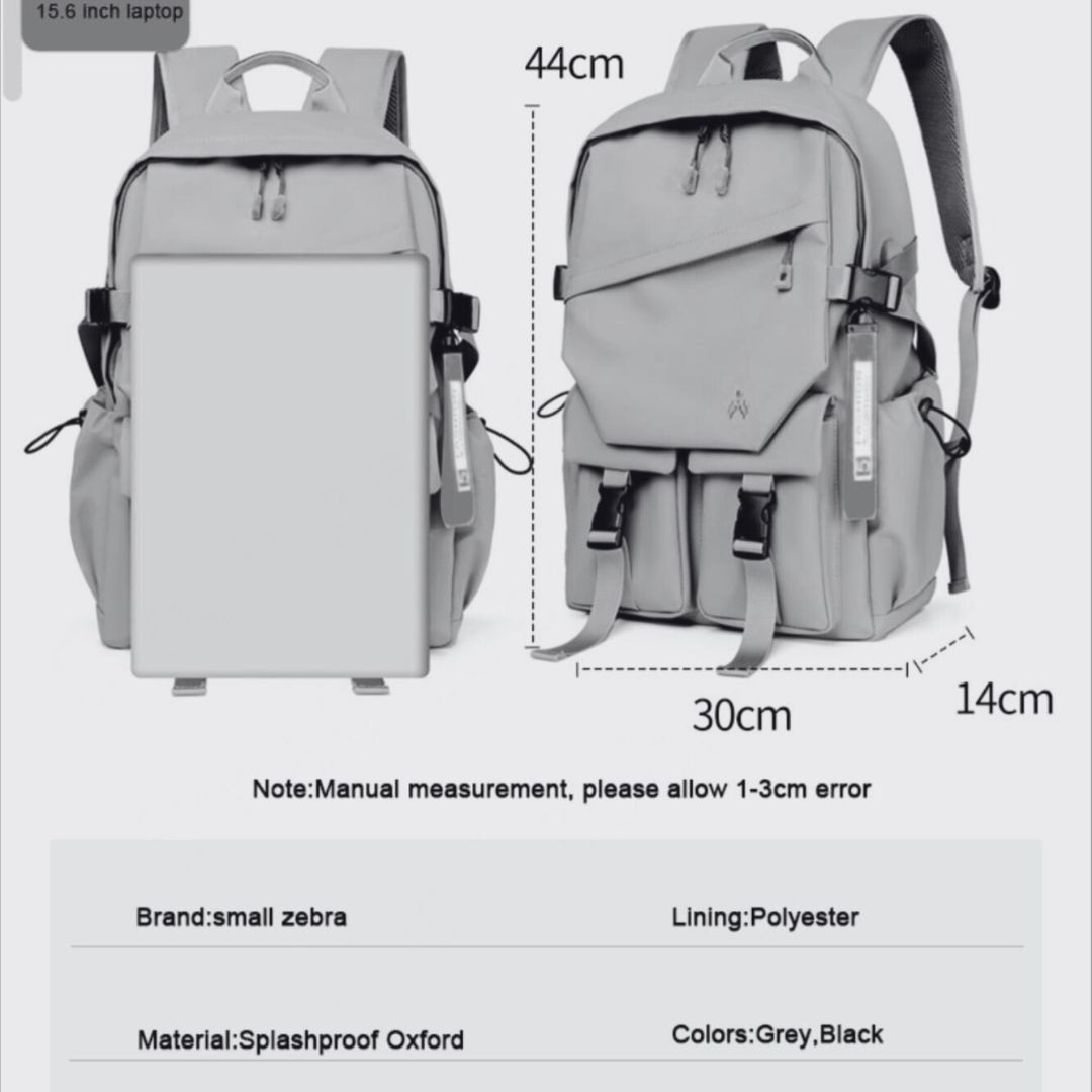 Zebra Fashionable Laptop and Travelling Backpack Gray SZ005