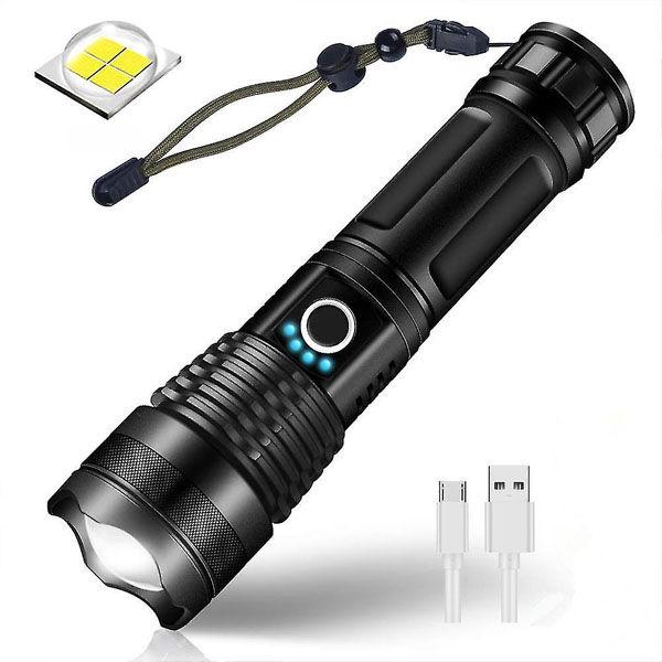 Zoom LED Flashlight USB Rechargeable Torch Light