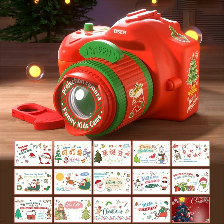 【Hot-Selling】 Hight Quality ABS Christmas Projection Camera Cartoon Pattern Puzzle Development Projection Early Education Slide Projector Projection Light for Kids