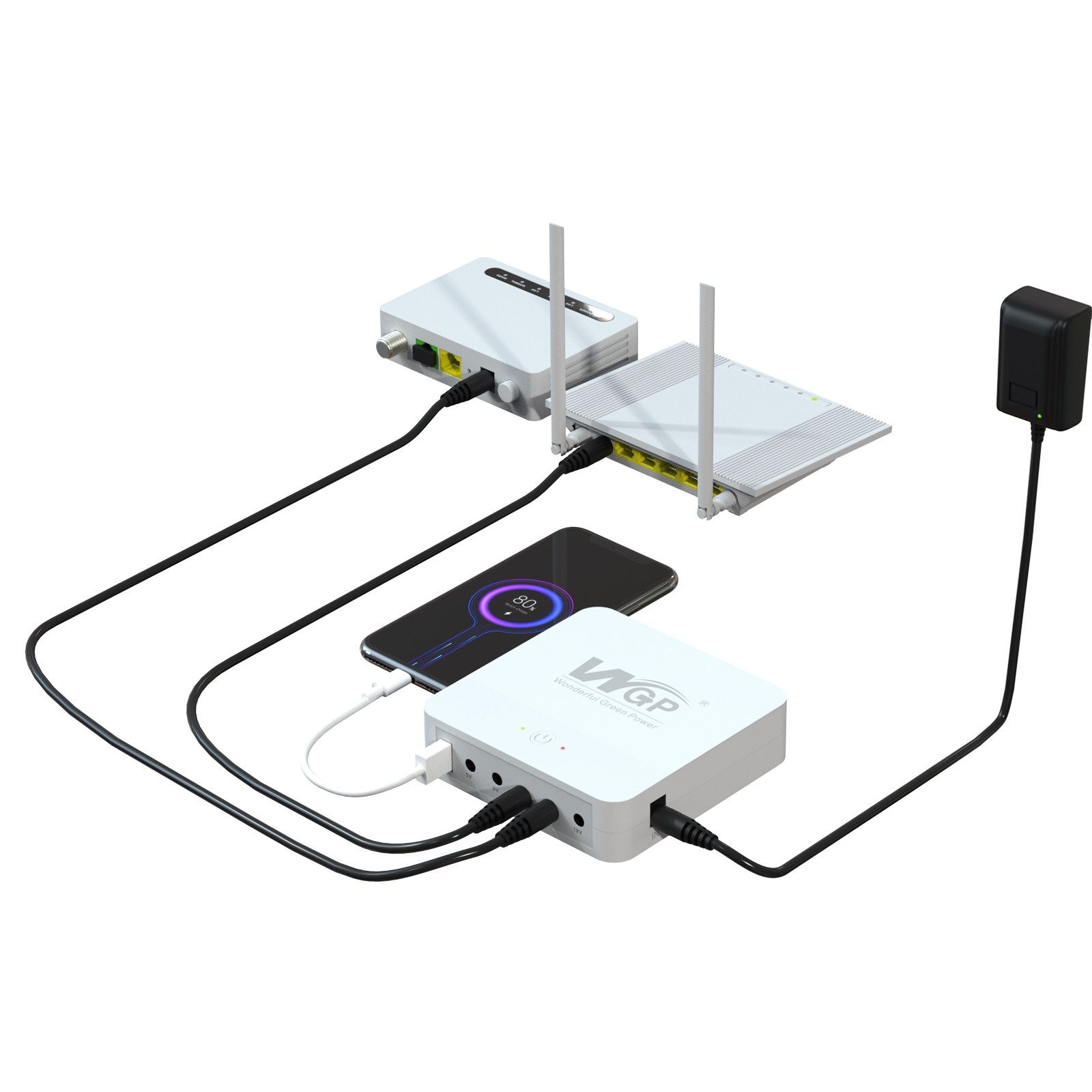 "WGP Mini UPS 10400mAh – Long Backup Power for WiFi Router, ONU, CCTV, 5V/9V/12V – Original"