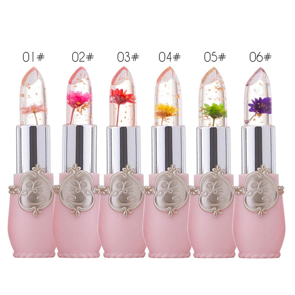 Emaymei Jelly Lip Balm Lipstick Flower Temperature Color Changing Lip Gloss Transparent Long Lasting Lipstick Moisturizer Makeup