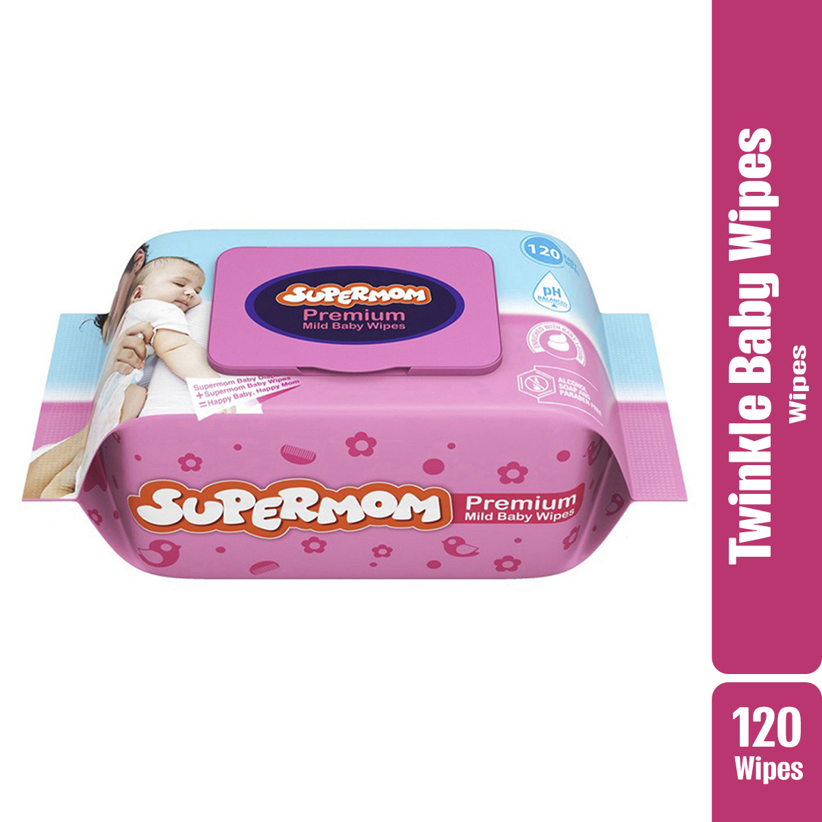 Supermom Premium Mild Baby Wipes - 120 Pcs