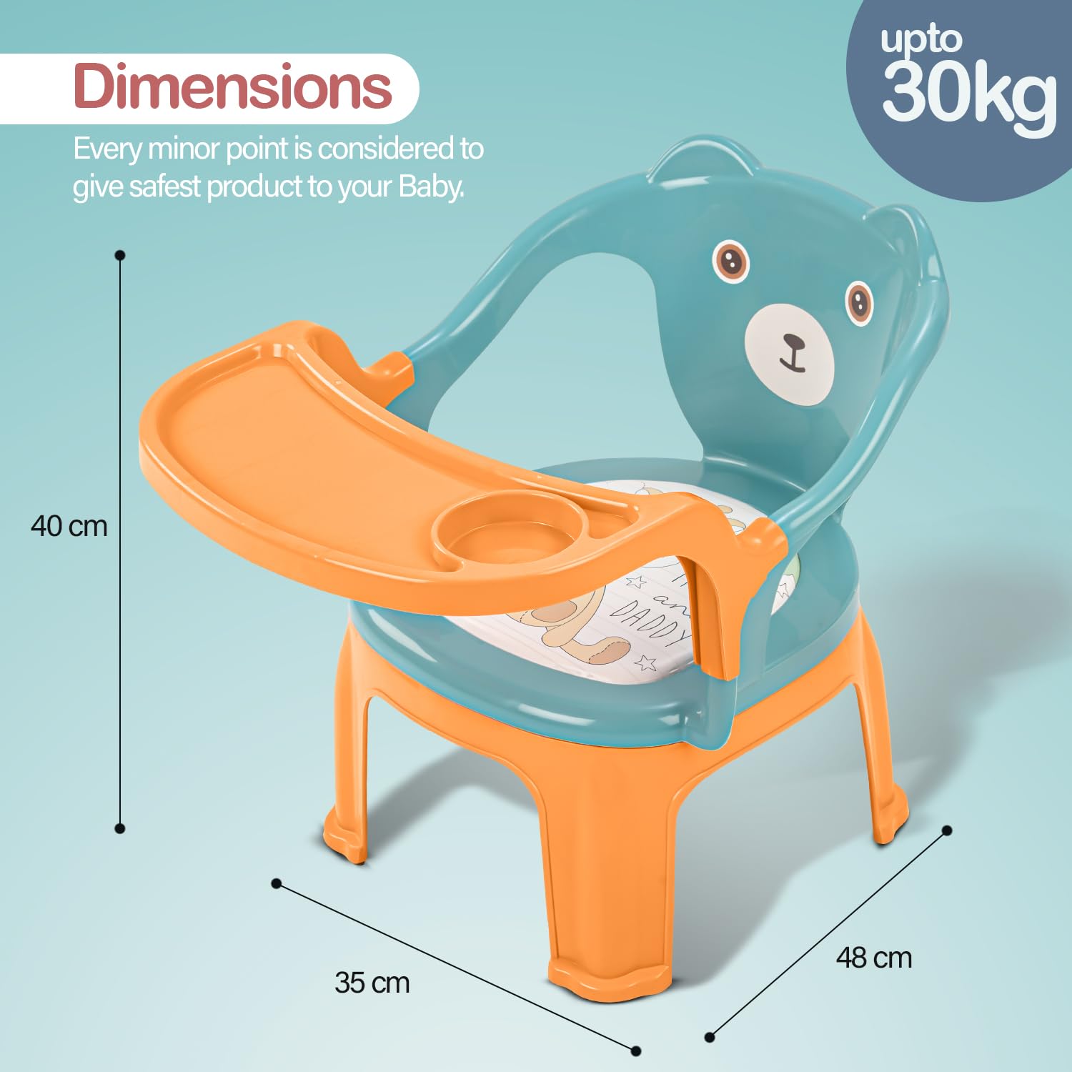 Baby Chair, with Tray Strong and Durable Plastic Chair for Kids/Plastic School Study Chair,Feeding Chair for Kids, Portable High Chair for Kids