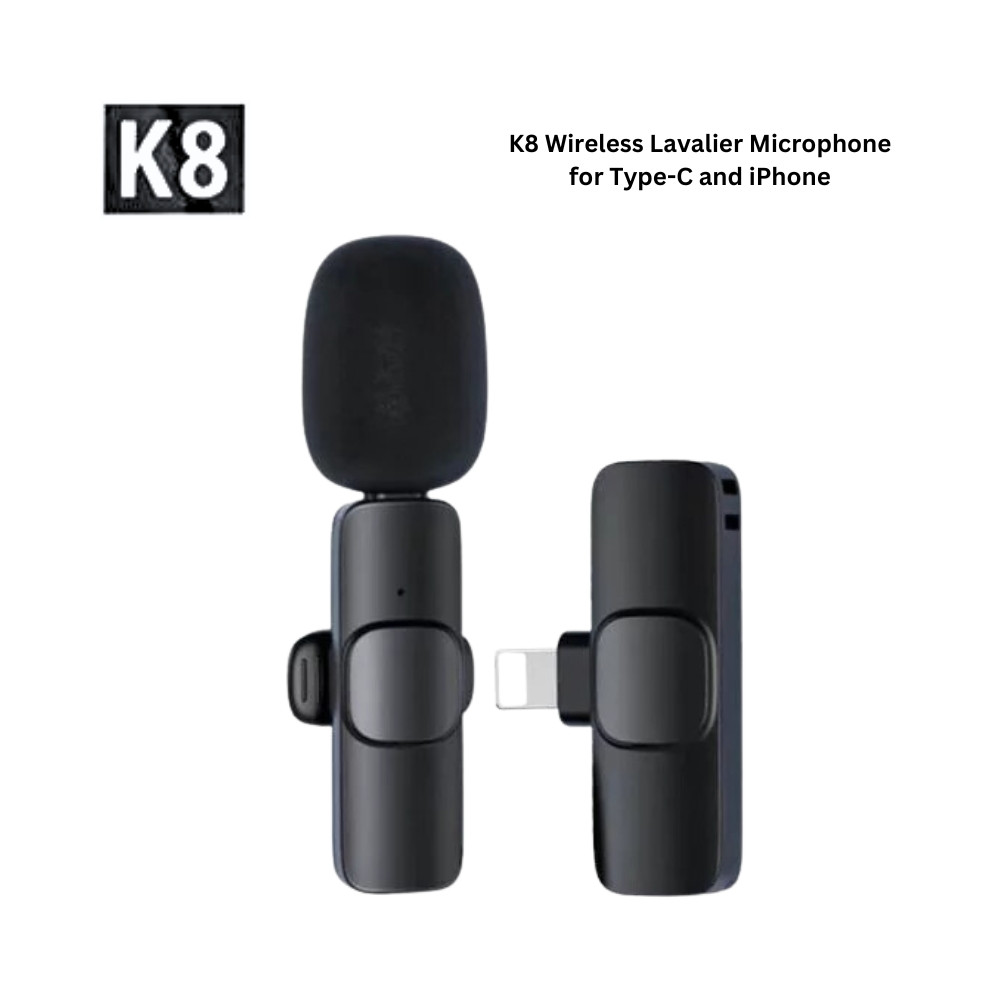 K8 Wireless (typc) Lavalier Microphone - Noise Cancelling for Professional Use