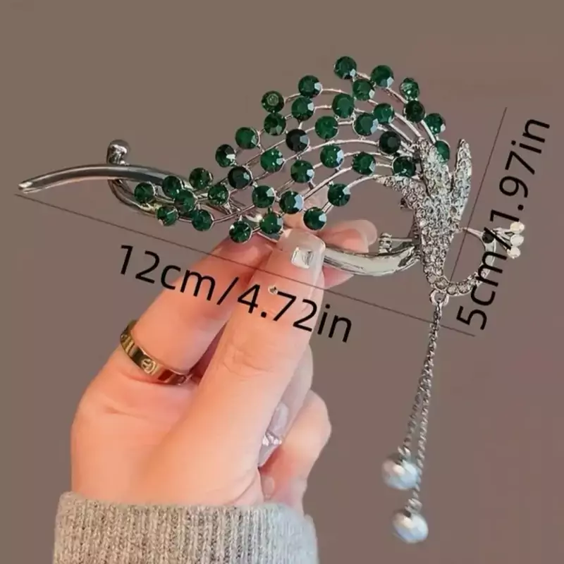 New Trendy High-end retro tassel hair clip, fairy peacock twist clip, back of the head hair clip, hair accessories, one-line clip for women