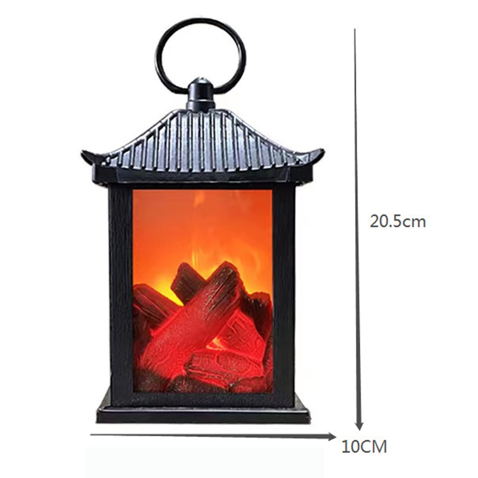 Rustic Flameless Fireplace Lantern - Vintage LED Hanging Lamp for Cozy Indoor & Outdoor Ambiance