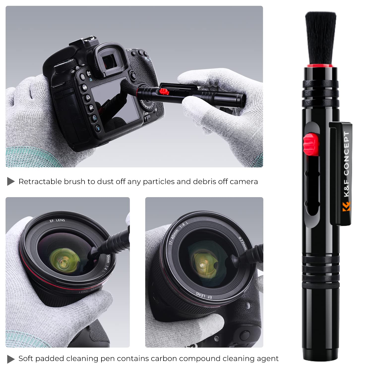 For Canon Nikon Sony DSLR SLR DV Camera Lens ing Pen Reusable Portable Dust er Brush Kit Retractable ing Brush