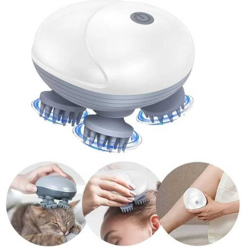 Electric Scalp Massager, Portable Head Massager with Kneading 96 Massage Nodes, Handheld Head Scratcher Massager for Stress Relax and Pain Relief, Ideal Gifts for Women, Men