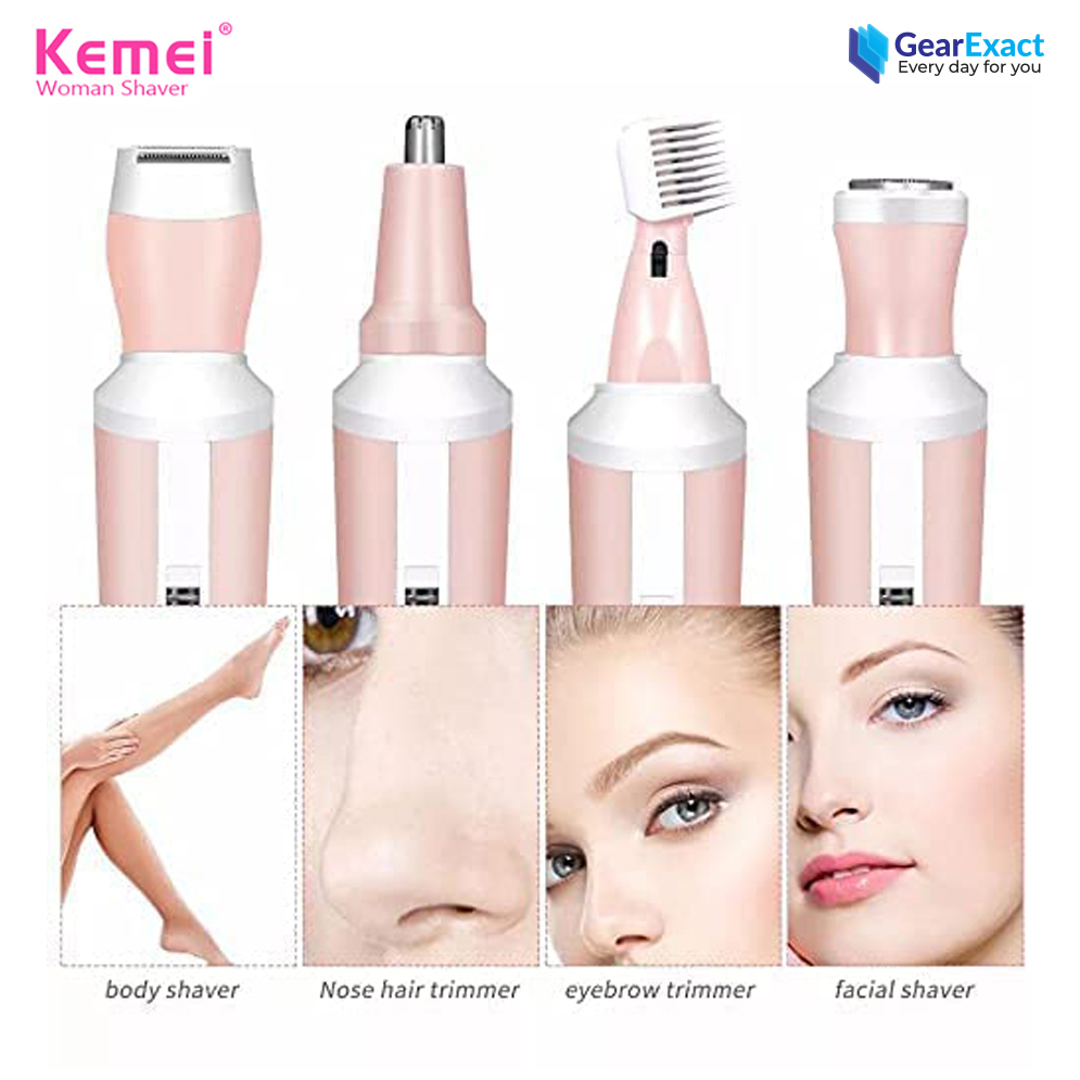 Kemei _Km-3024 Multifunctional 4 In 1 Rechargeable Woman Body Shaver Eyebrow Nose Trimmer Set - Trimmer - Trimmer - Trimmer