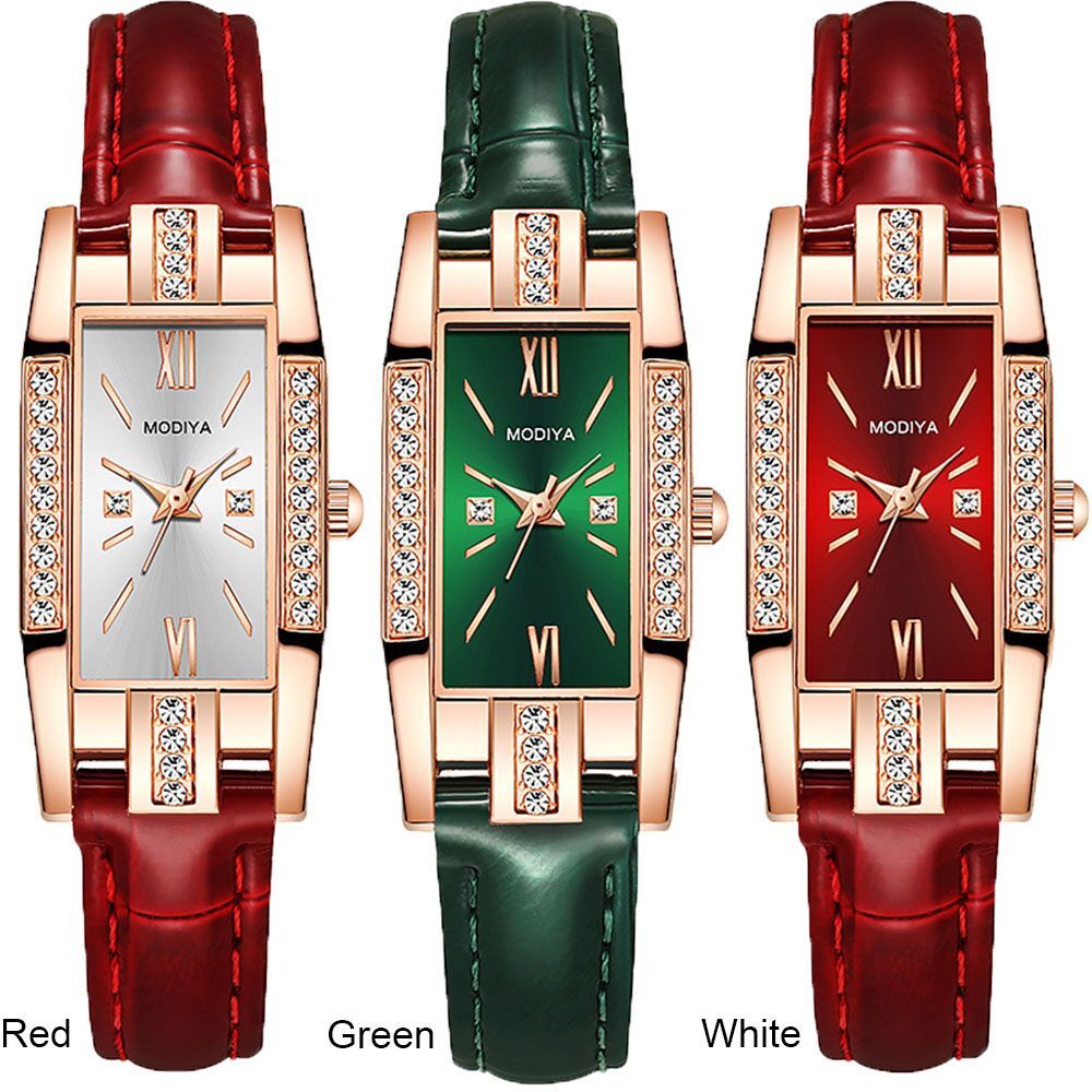 High Quality Square Green/Red Belt Watch For Women