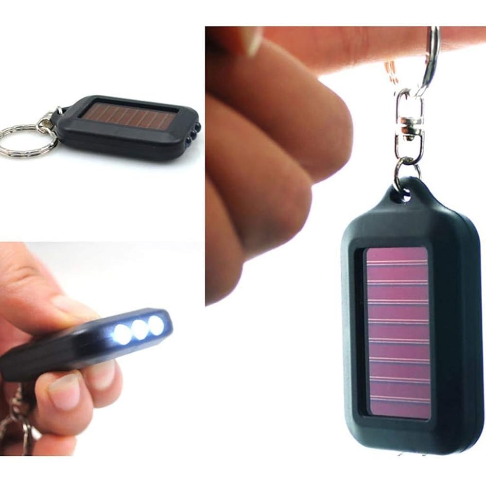 【Yibei Fairy Tale Toy City】Solar Panel Electric Torch Key Chain Multi Tool Solar Energy 3LED With Key Chain Mini LED Lighting Outdoor Tool