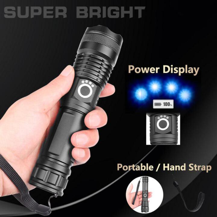 Zoom LED Flashlight USB Rechargeable Torch Light