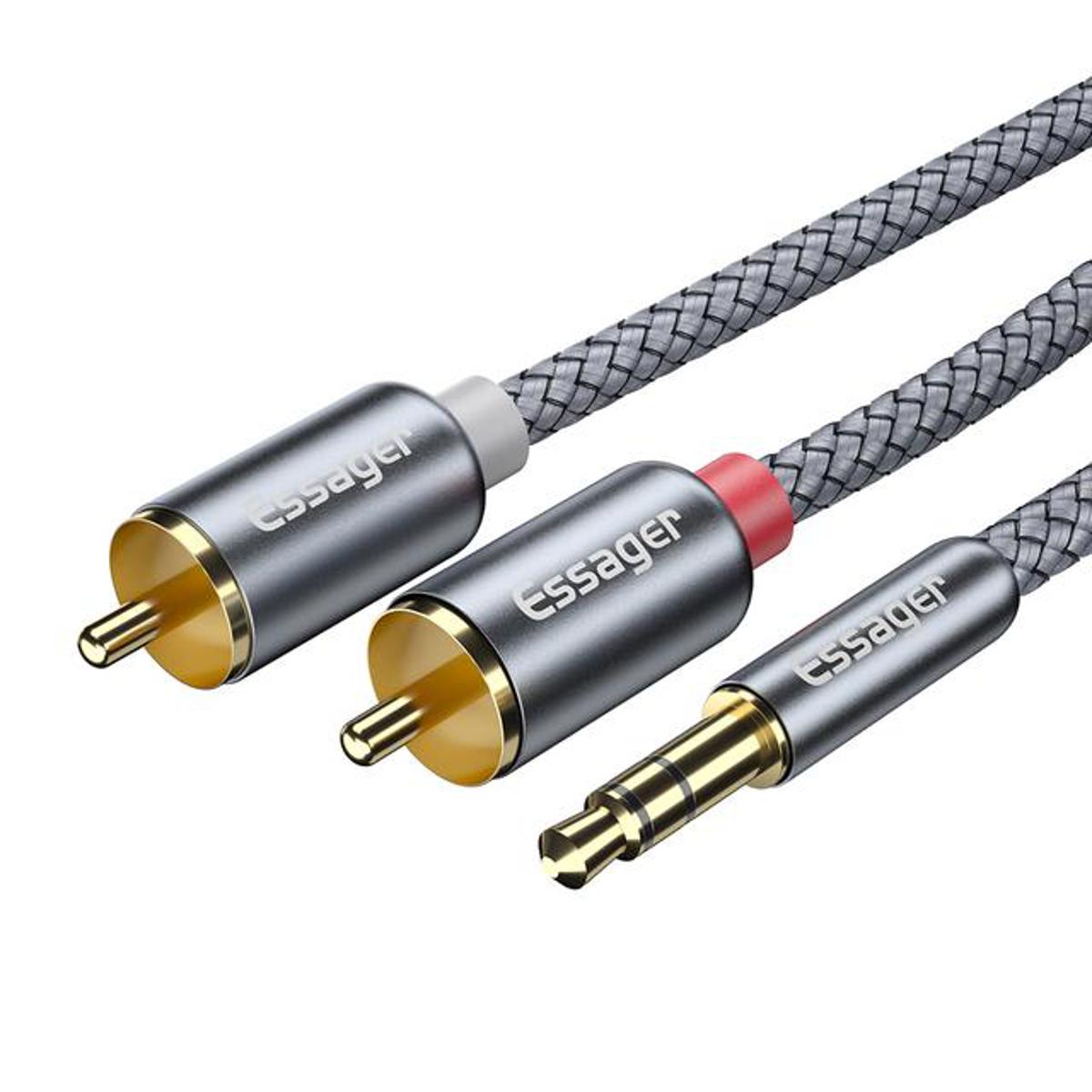 CASIFY G1 RCA Cable HiFi Stereo 2RCA to 3.5mm Male to Male Audio Cable Cord AUX RCA Jack 3.5 Y Splitter for Amplifiers Audio Home Theater Cable RCA for Speakers iPod MP3 Player