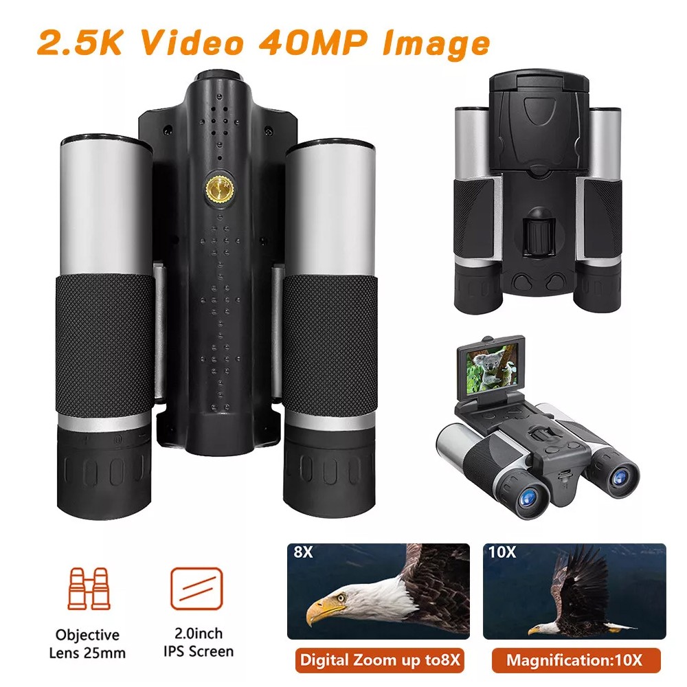 Digital Binoculars with Camera & Video Recording 10x Zoom High Clear CMOS Night Vision Portable Camera Binoculars for Adults