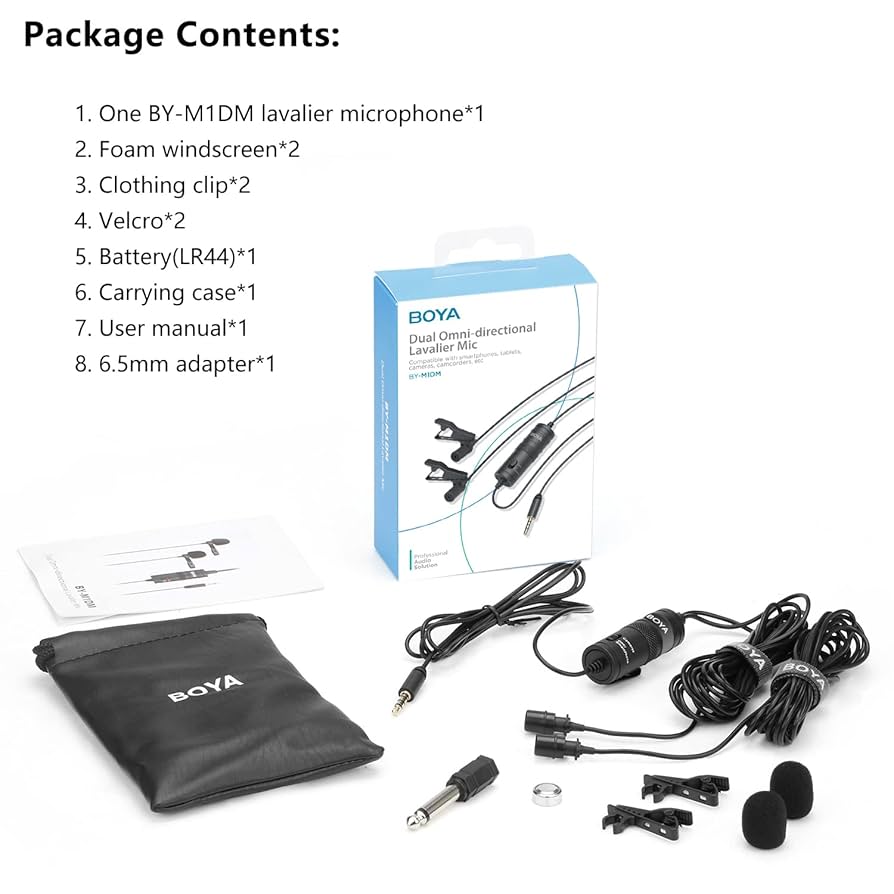 BOYA BY-M1 Lavalier Microphone Wired Clip On Mic for Camera and Smartphone Recording