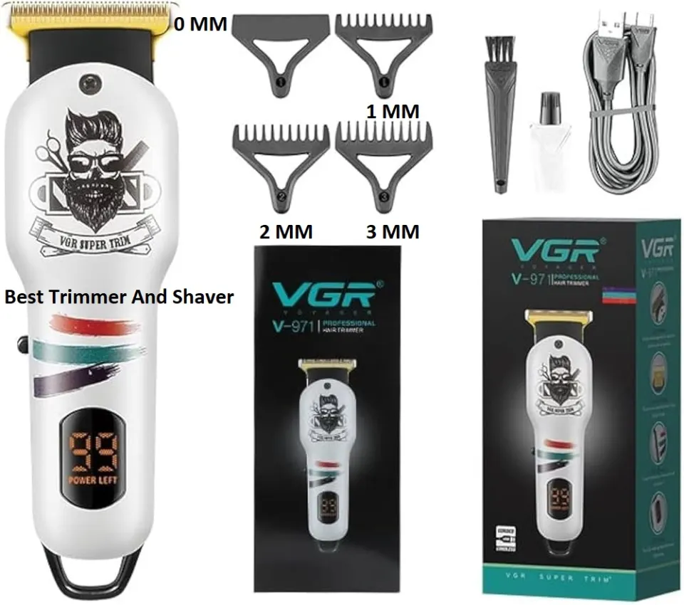 VGR V-971 Professional Corded and Cordless Rechargeable Hair Trimmer with digital display
