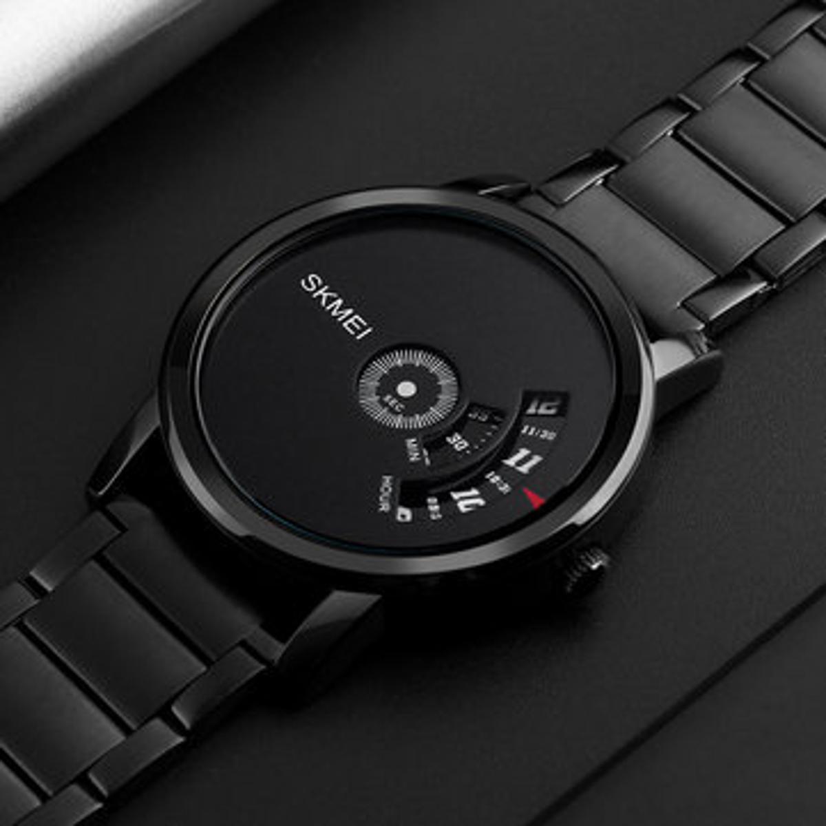 SKMEI Fashion Quartz Waterproof Creative Stainless Steel Business Watch For Men 1260 Black Ghori Wala