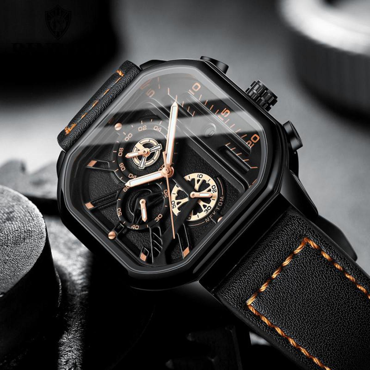 Trsoye new luxury fashion PU leather belt waterproof wrist-watche for men