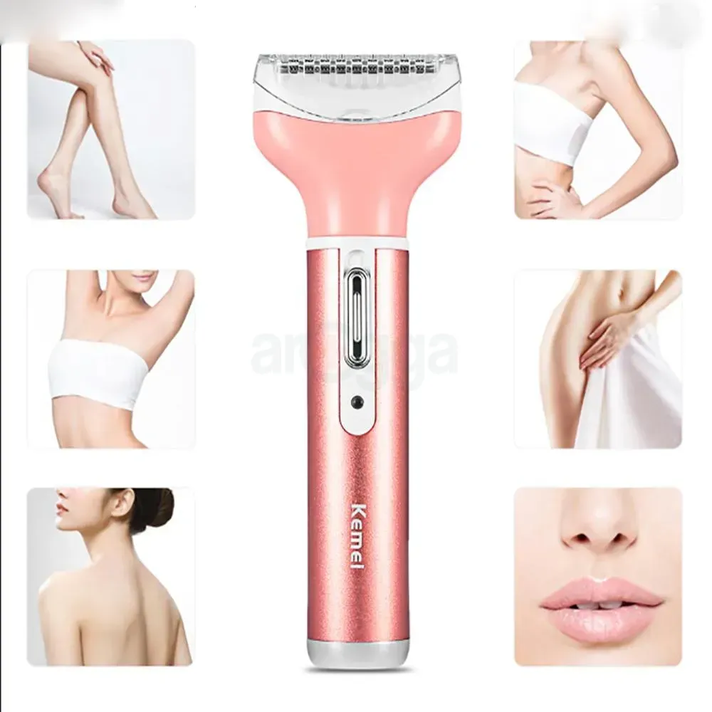 Kemei KM-6637 Multifunctional 4 in 1 Rechargeable woman body shaver Beard Eyebrow, Nose Trimmer set Female Electric shaver