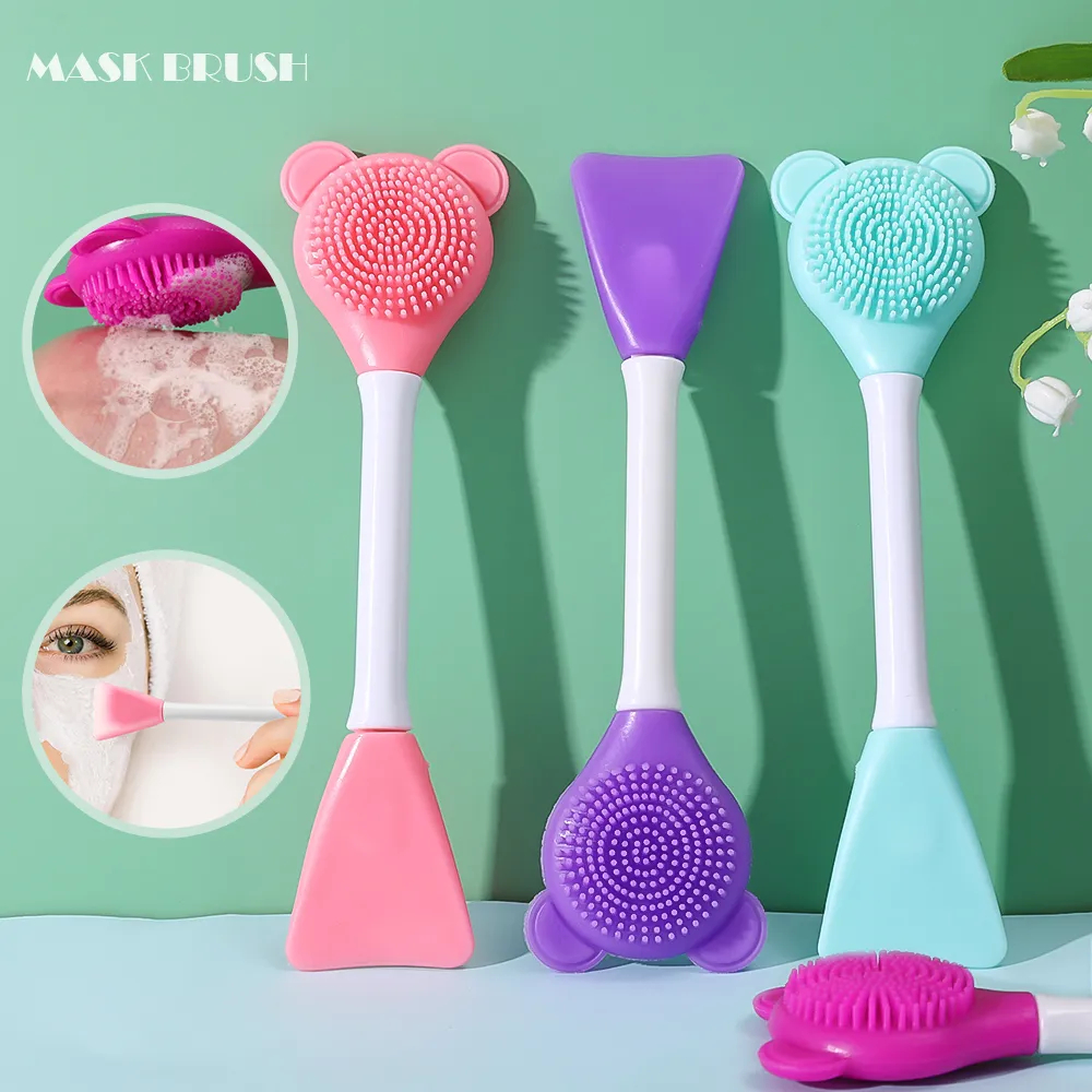 Double Head Silicone Facial Mask Brush, Massage Cleansing Brushes, DIY Mud Film Scraper, Facial Care Tool, Dropshipping, 1 Pc
