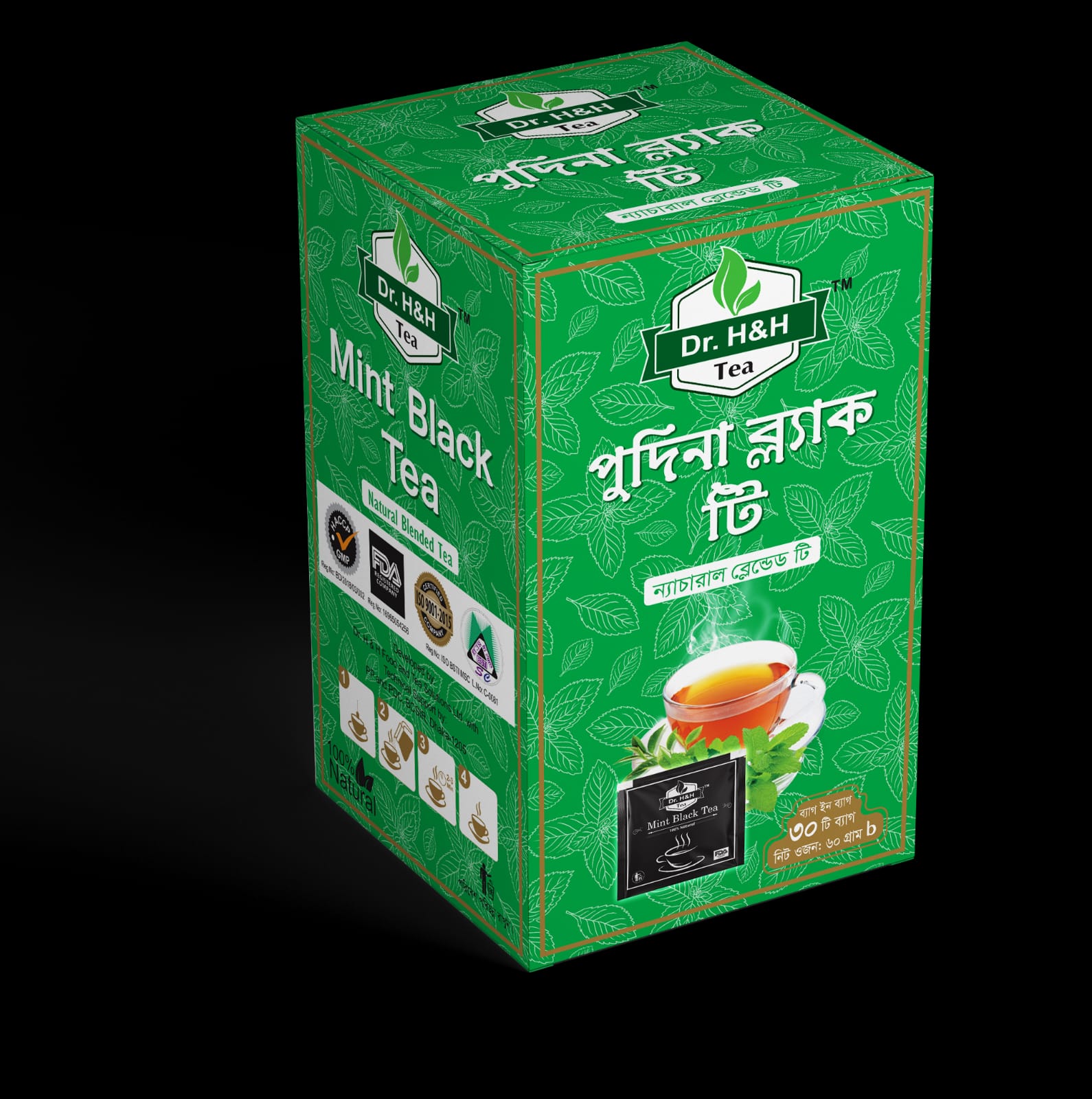 Dr. H&H Mint Black Tea - 30 Tea Bags 60Gm
