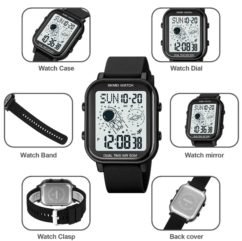 SKMEI 1971 Multiple Time Digital Analog Watch Black