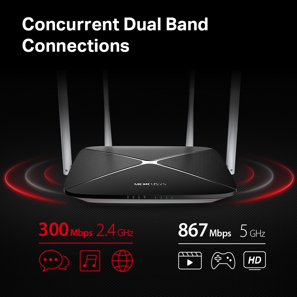 Mercusys AC12 AC1200 Dual Band Wireless Router with Multi-Mode