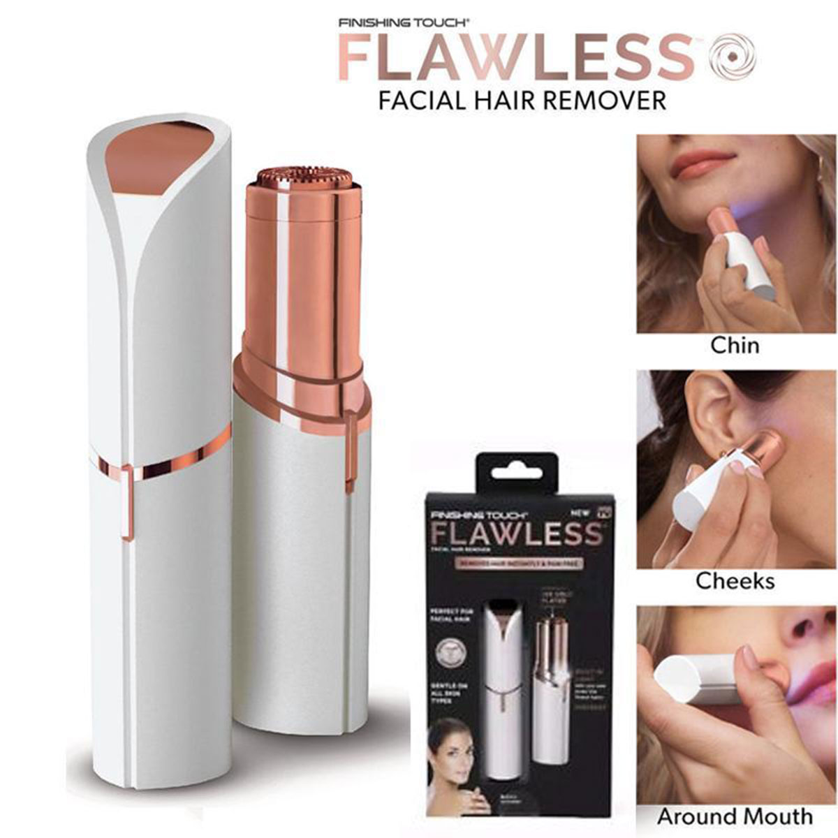 Rechargeable Flawless Face Hair Removal Women Painless Facial Hair Remover Ladies Trimmer Shaver Razor Machine - FLWWT