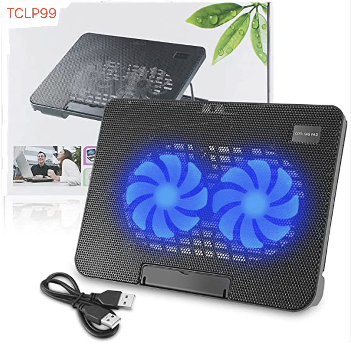 TCLP-99/N-99 Height Adjustable Foldable USB Plastic Double Fans Laptop Cooler Cooling Pad Stand Nice Tech