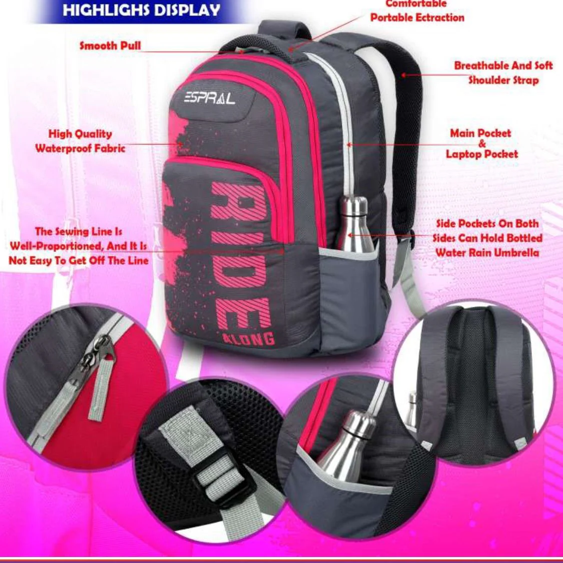 Espiral Super Light weight traveling, School Backpack