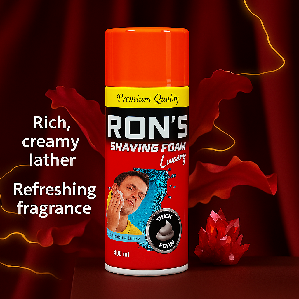 RON'S Luxury Shaving Foam – Ultra Smooth Shave | Thick Rich Foam | Red Premium Can | 400ml for Sensitive Skin - Imran Fashion Hut