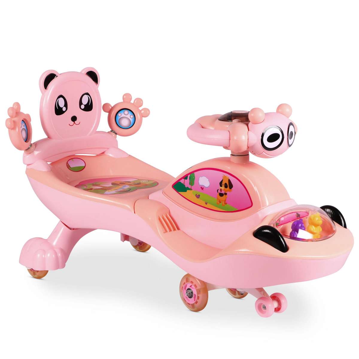 বাচ্চাদের জন্য বেবি অটো সুইং কার নতুন মডেল-গোলাপী রঙের - baby car