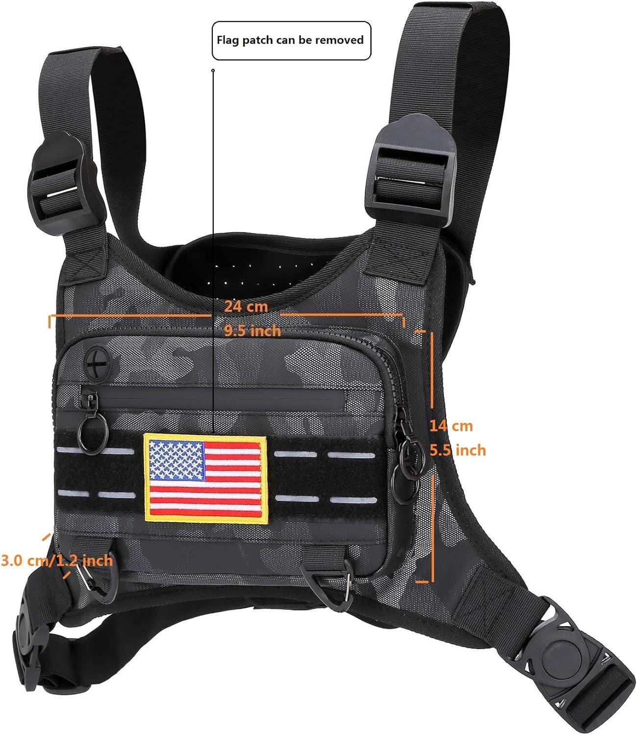 Sports Chest Bag Lightweight Front Chest Pack Running Vest Bag With Pocket Phone Holder Large Capacity Waterproof Tactical Vest