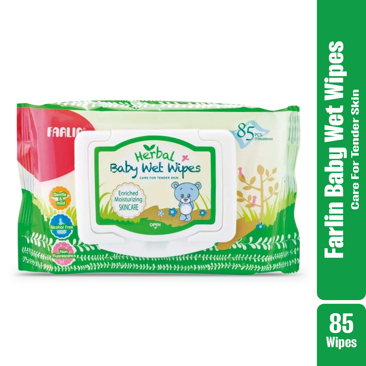 Farlin Herbal Baby Wet Wipes Moisturizing Gentle & Mild Non-Fluorescence-85 pcs