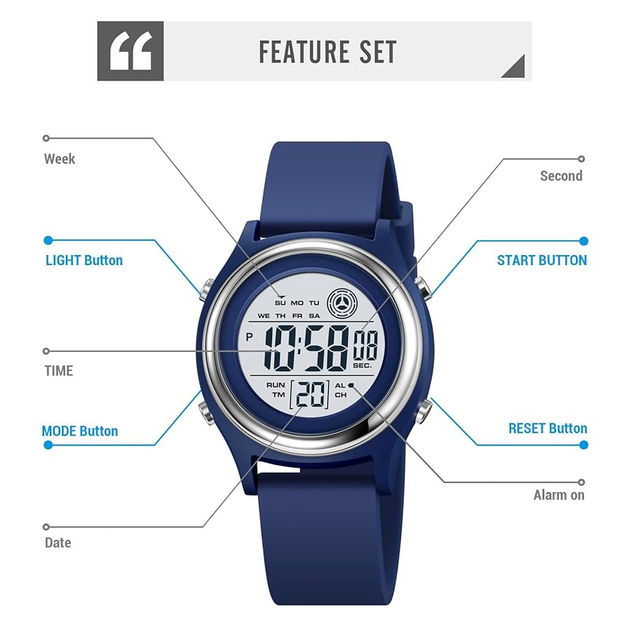 Waterproof Stylish digital Watch for men - cyan blue