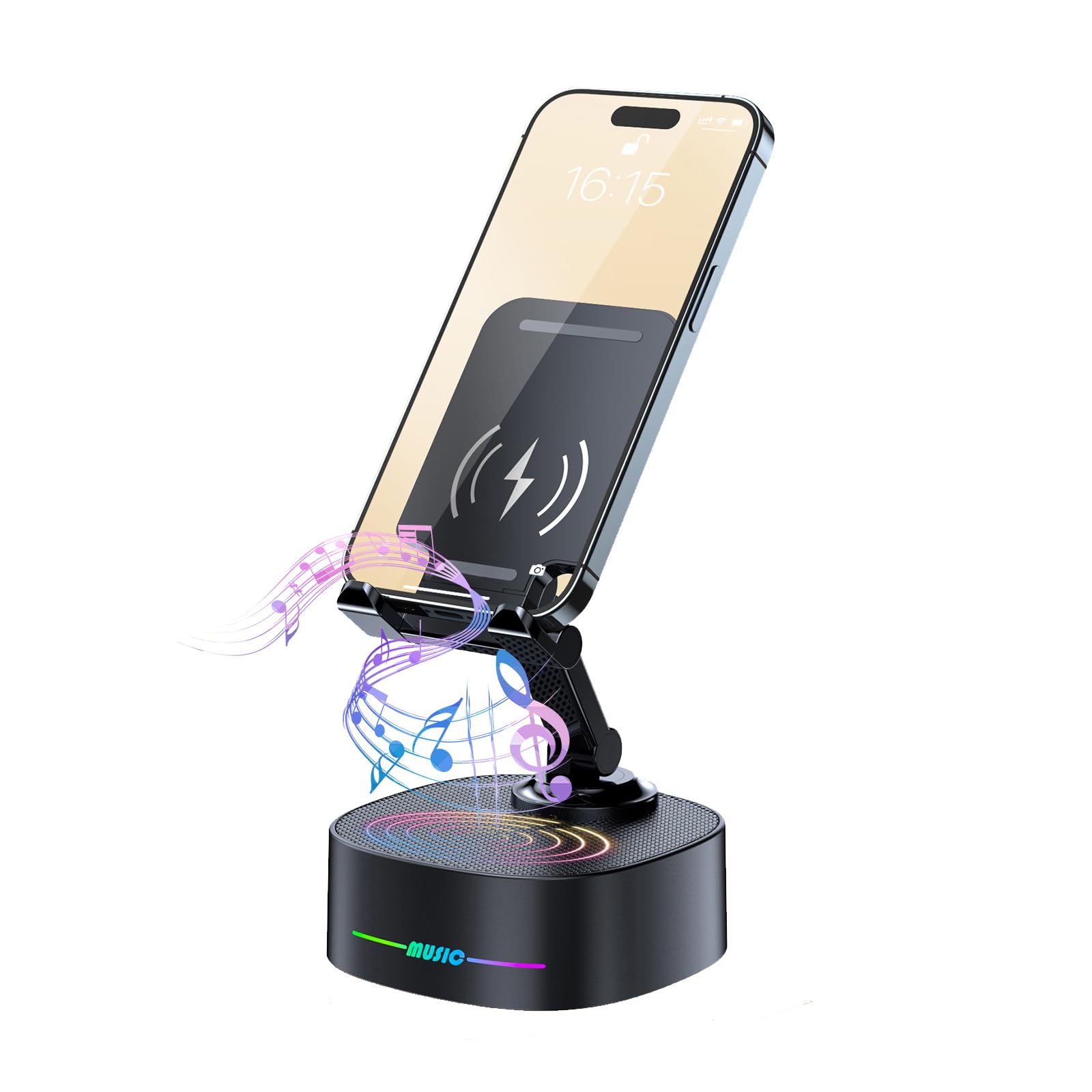 Mobile Stand Phone Stand with Bluetooth Speaker Height Adjustable Aluminum Alloy Stable Phone Holder