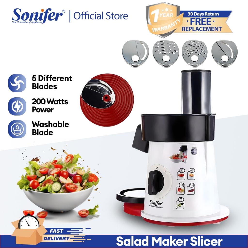 Premium SONIFER Food Processor Multifunctional Salad Maker Shred Slicer SF-5505