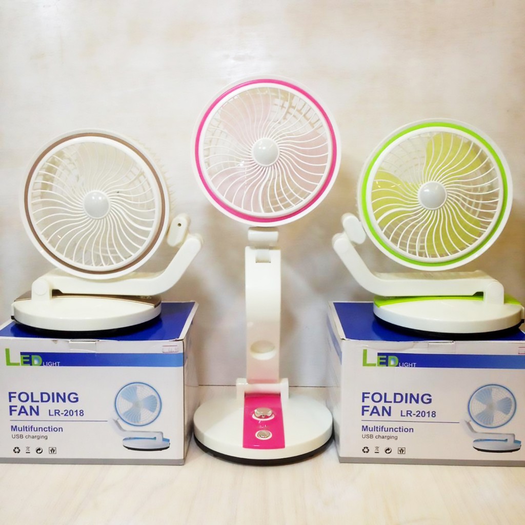 New Rechargeable Folding Table Fan with Led Light