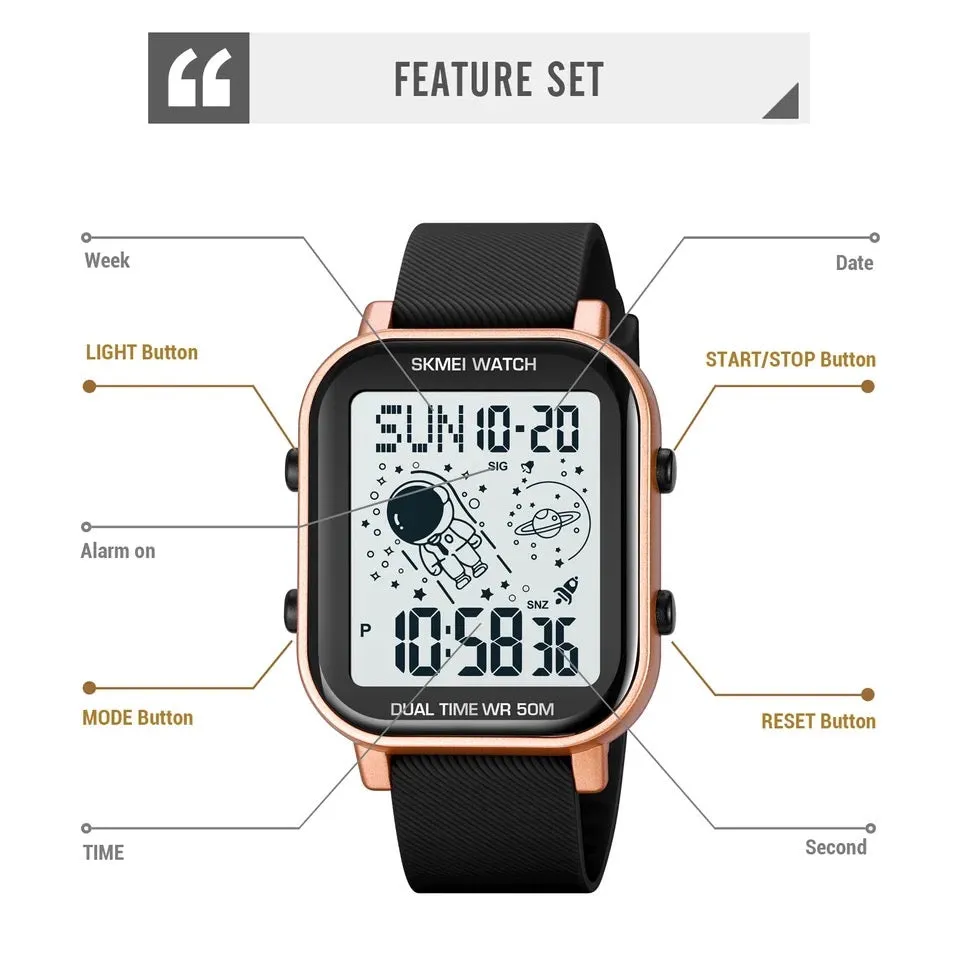 SKMEI 1971 Multiple Time Digital Analog Watch Black