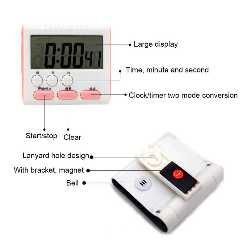 Kitchen Timer English 24-hour Electronic Timer Digital Reminder Alarm Clocks Cooking Countdown Timer LCD Multifunction Home