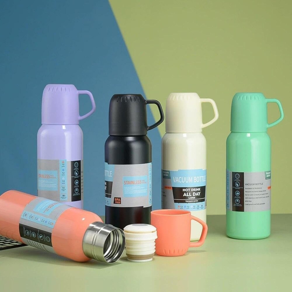 3 in 1 Vacuum Insulated Thermal Flask Set With Cup Set