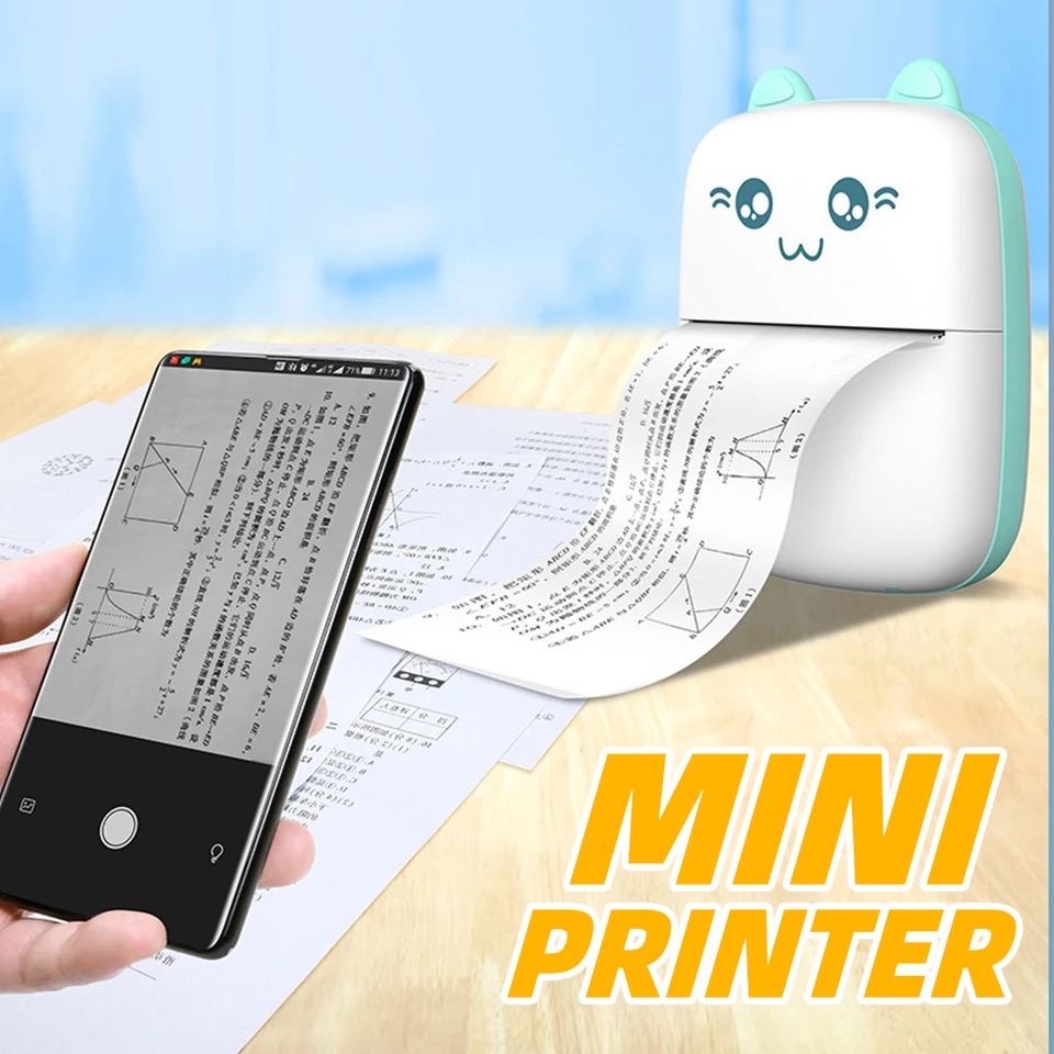 Thermal Mini Printer Label Sticker Printer Notes Printer Mobile Thermal Photo Printer Rechargeable Bluetooth Pocket Printer, Nadra-C9-Blue-Mini-3-Roll