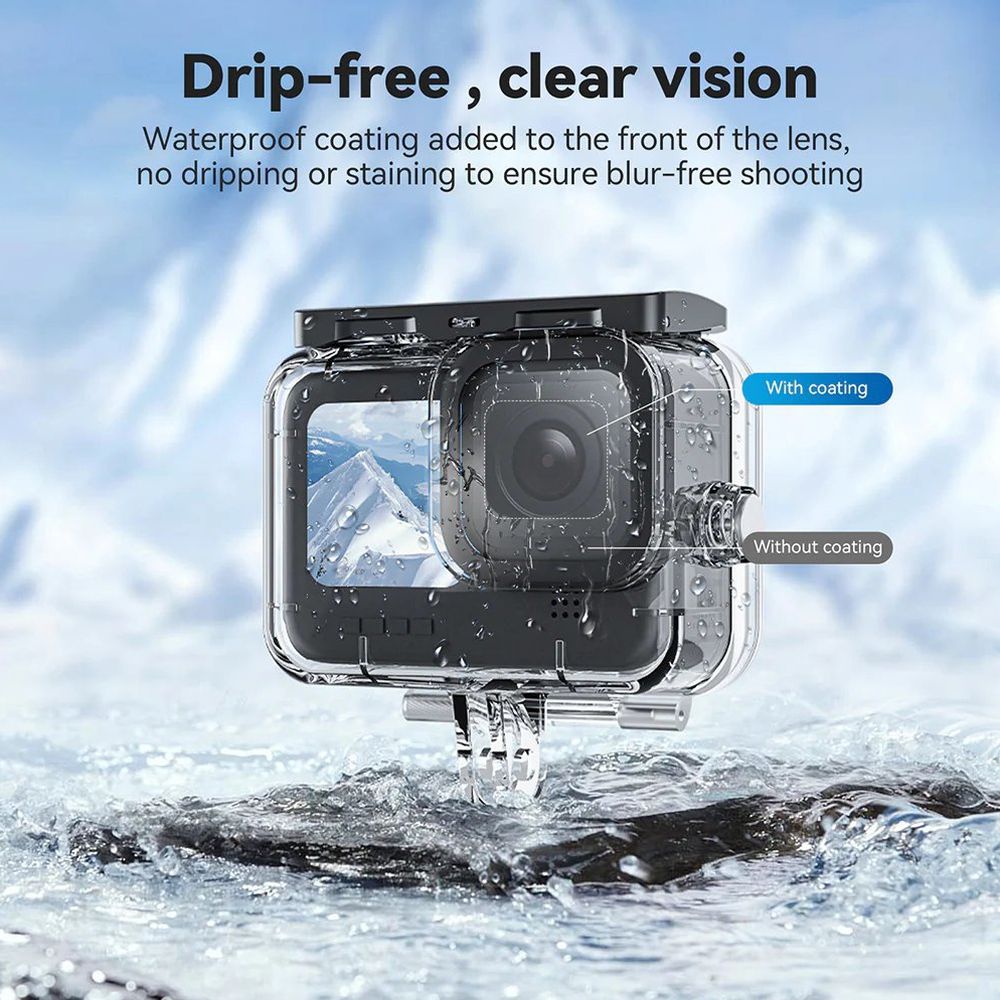 TELESIN 60M Waterproof Case Underwater Tempered Glass Lens Diving Housing Cover for GoPro Hero 9 10 11 12 Black Camera Accessori