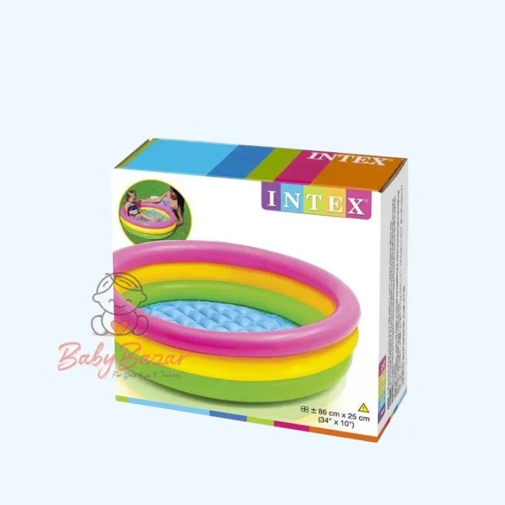 Intex Inflatable Baby Bath Tub Swimming Pool 34 inch X 10 inch (Multicolor)