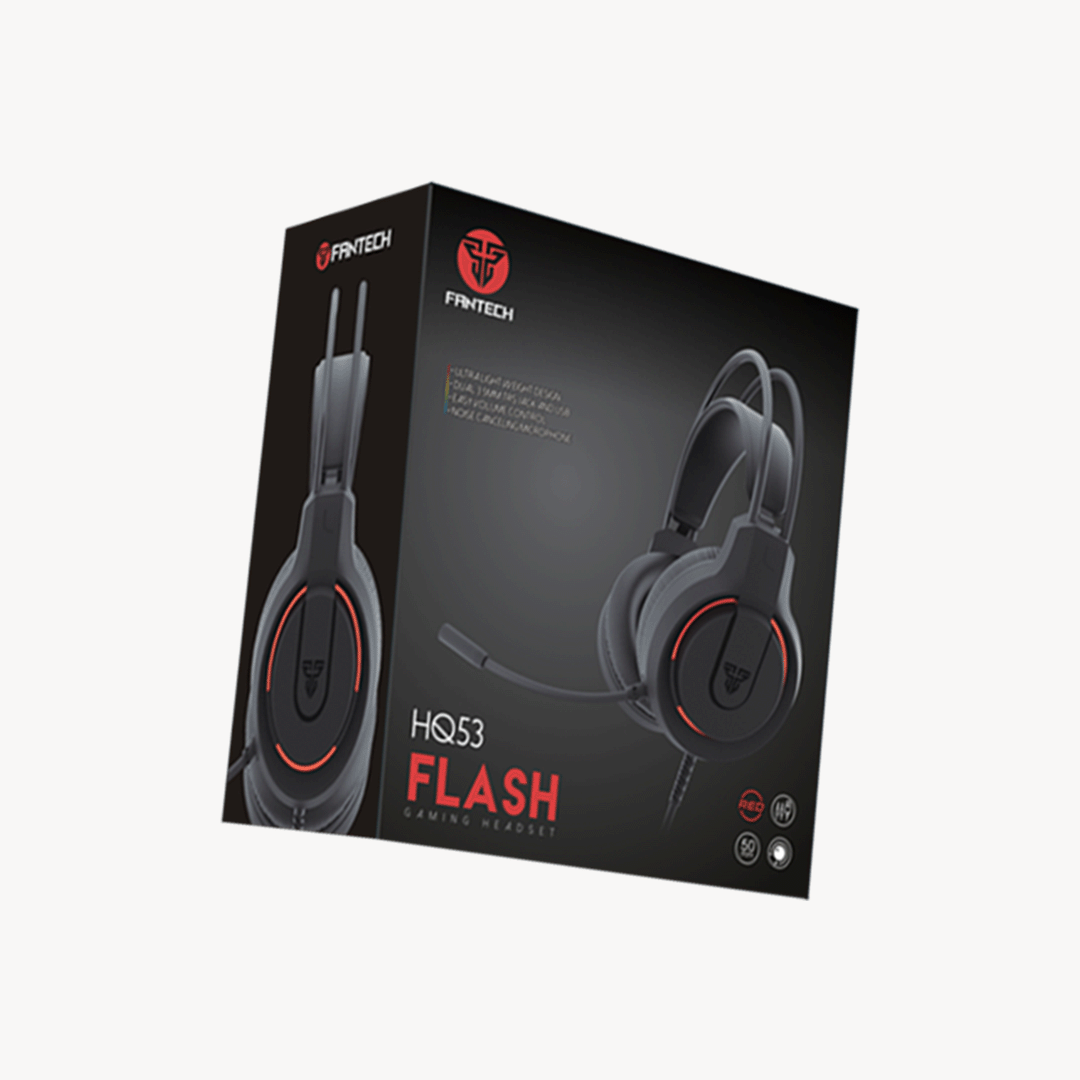 FANTECH HQ53 FLASH LIGHTWEIGHT RED/WHITE ACCENT LIGHTING GAMING HEADSET