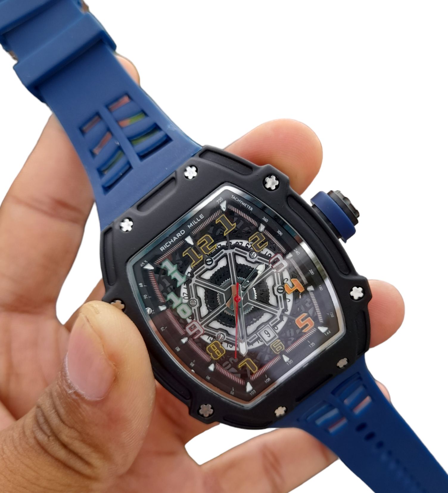 New Shangmei Richard Hollow Watch Fashion Sports Silicone Quartz Watch Barrel-Shaped Men's Watch