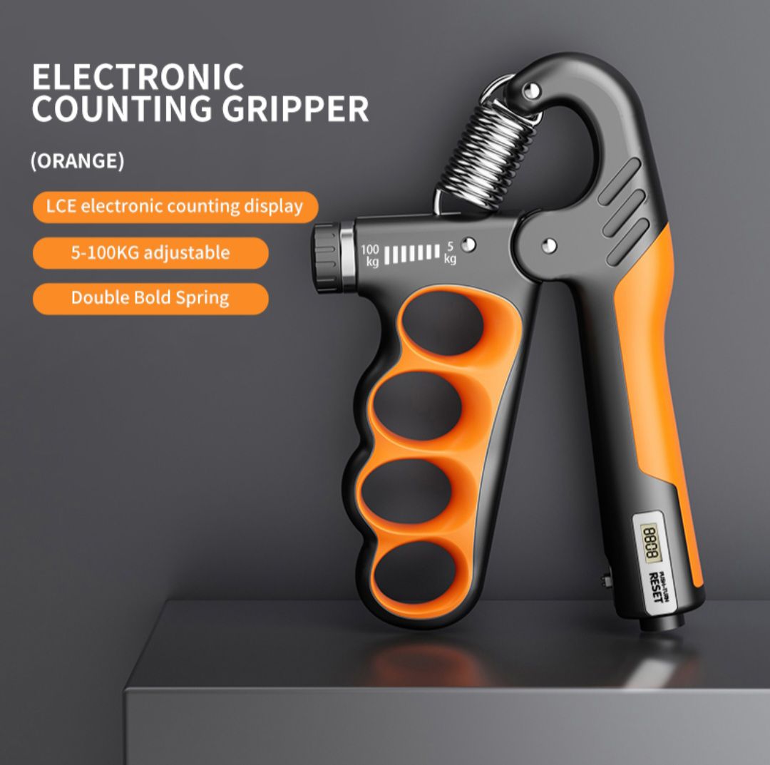 Adjustable Heavy Counting Grips 10-100Kg (Orange) - Sports & Fitness