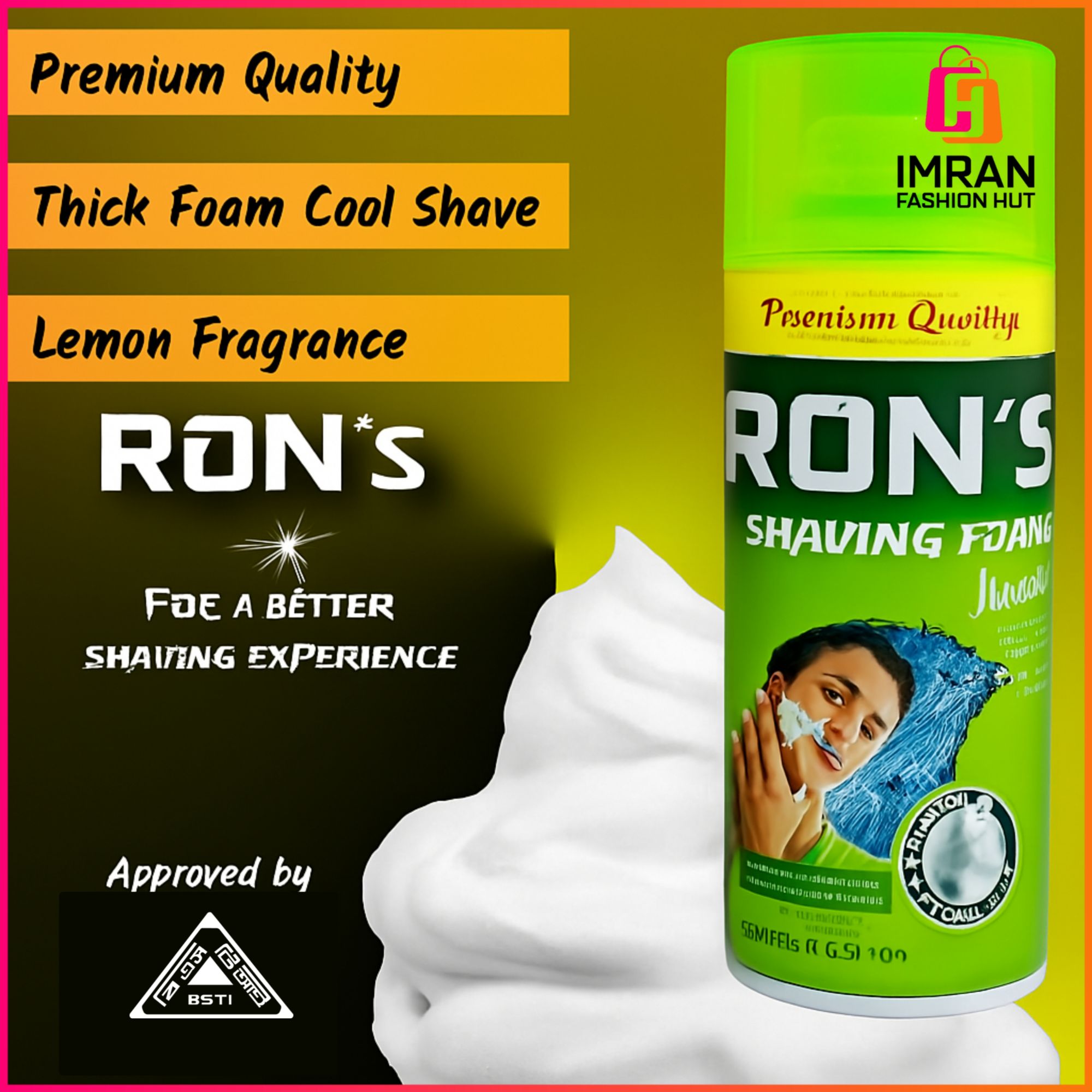 RON'S Luxury Shaving Foam – Ultra Smooth Shave | Thick Rich Foam | Red Premium Can | 400ml for Sensitive Skin - Imran Fashion Hut