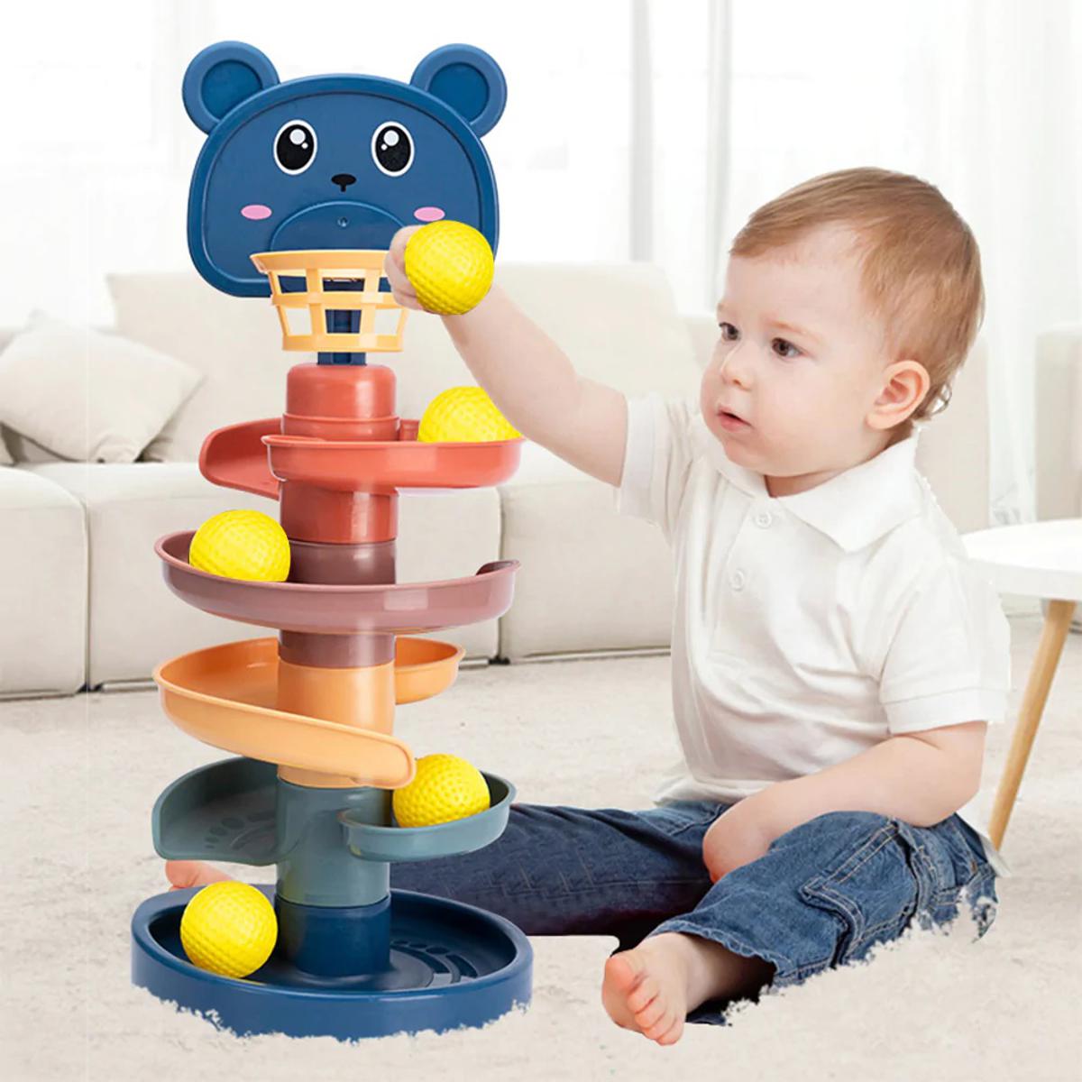 4 Layer Ball Drop Roll Swirling Tower Toddler Baby Development Educational Toy Bright colors interactive sounds intricate shapes - Baby Toys - Baby Toys