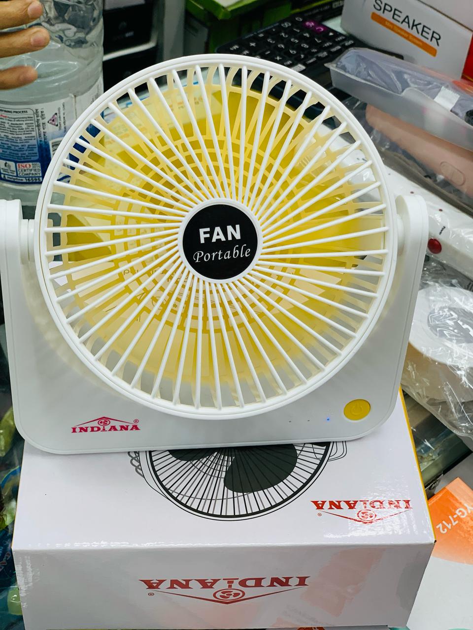 Compact Fan INDIANA brand Portable Mini Desk Fan Rechargeable Table Fans with Battery USB Type C Cable Wire Three-Speed Wind for Car Outdoor Household Use